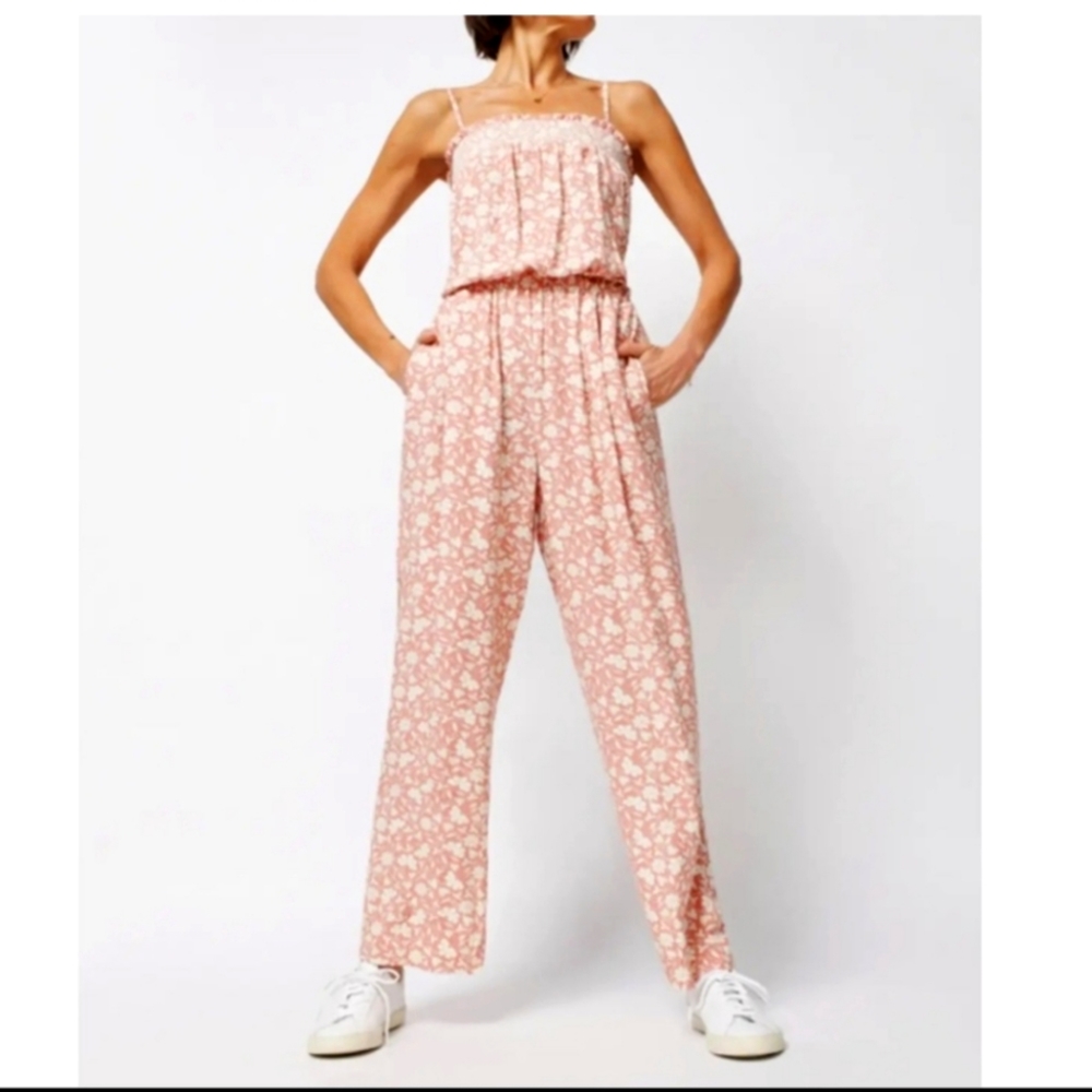 Faherty Renata jumpsuit, size M, coral
